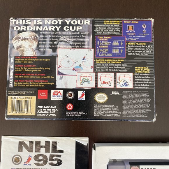 NHL 95 Super Nintendo SNES Game With Box and Instruction Book - Picture 4 of 7